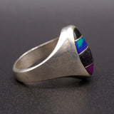 Vintage Sterling Multistone Inlay Ring 8.25