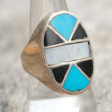 Vintage Sterling Multistone Inlay Ring 9.75