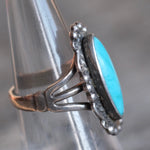 Vintage Sterling Turquoise Trading Post Ring 6.5