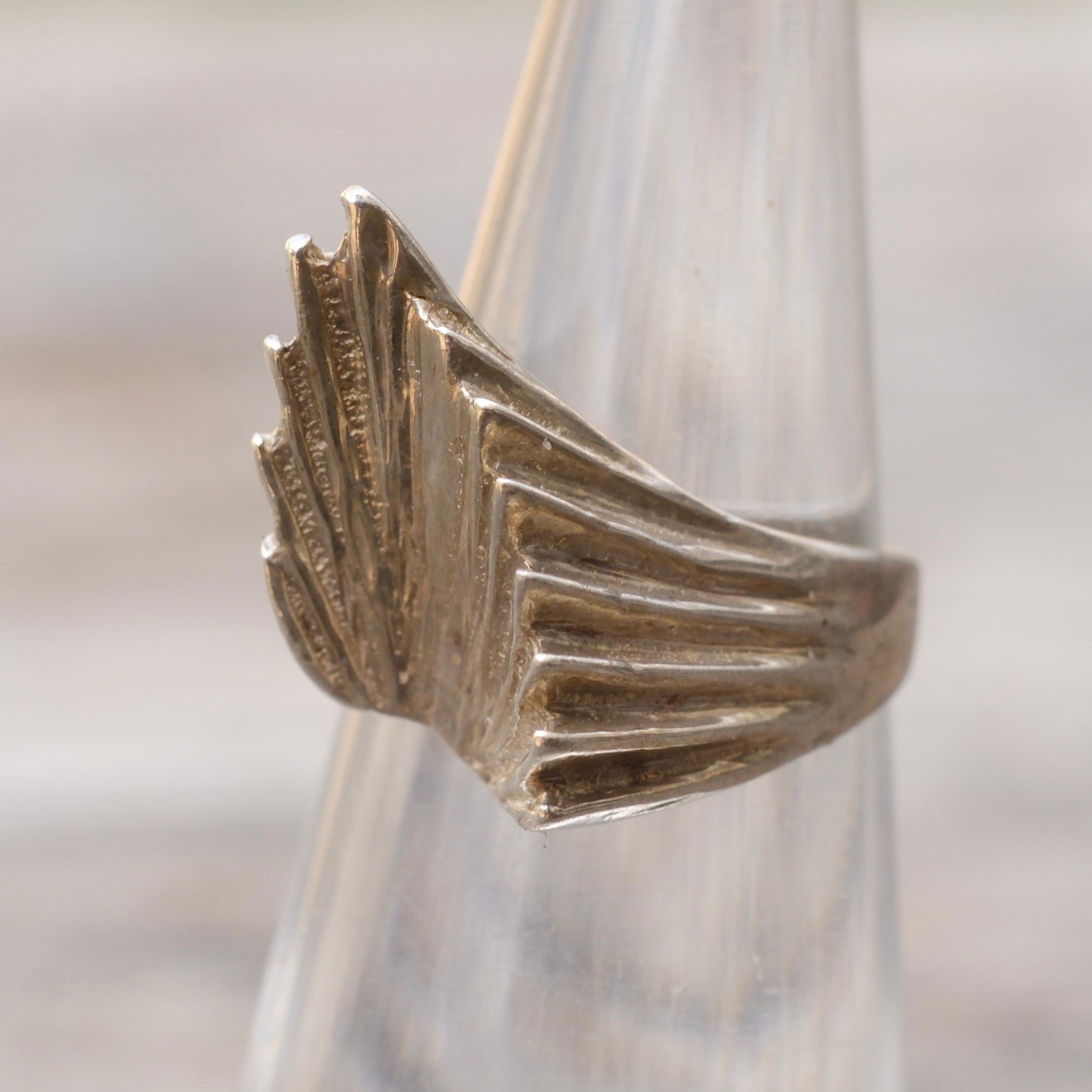 Vintage Sterling Modernist Ring 4.25