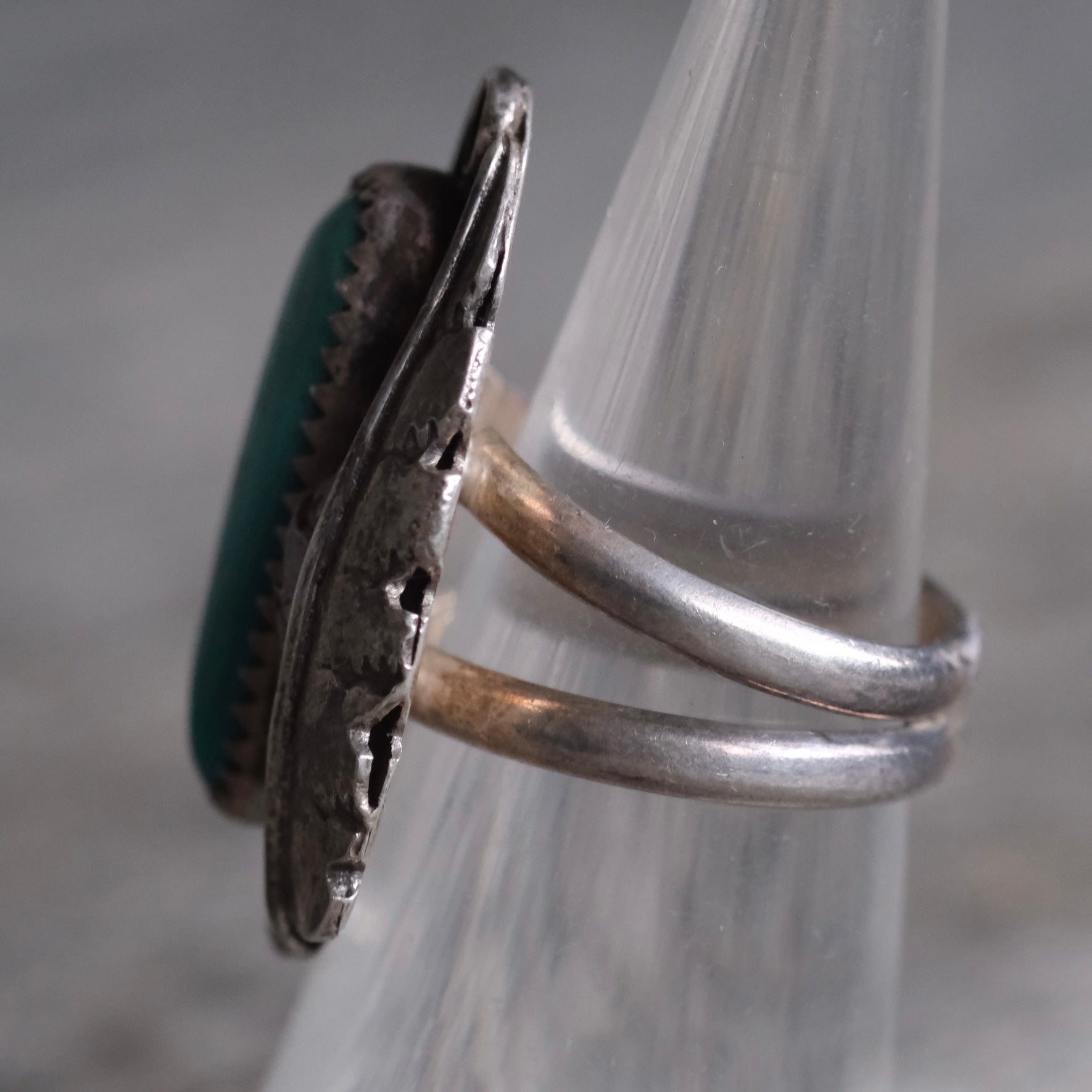 Vintage Sterling Turquoise Feather Ring 5.75
