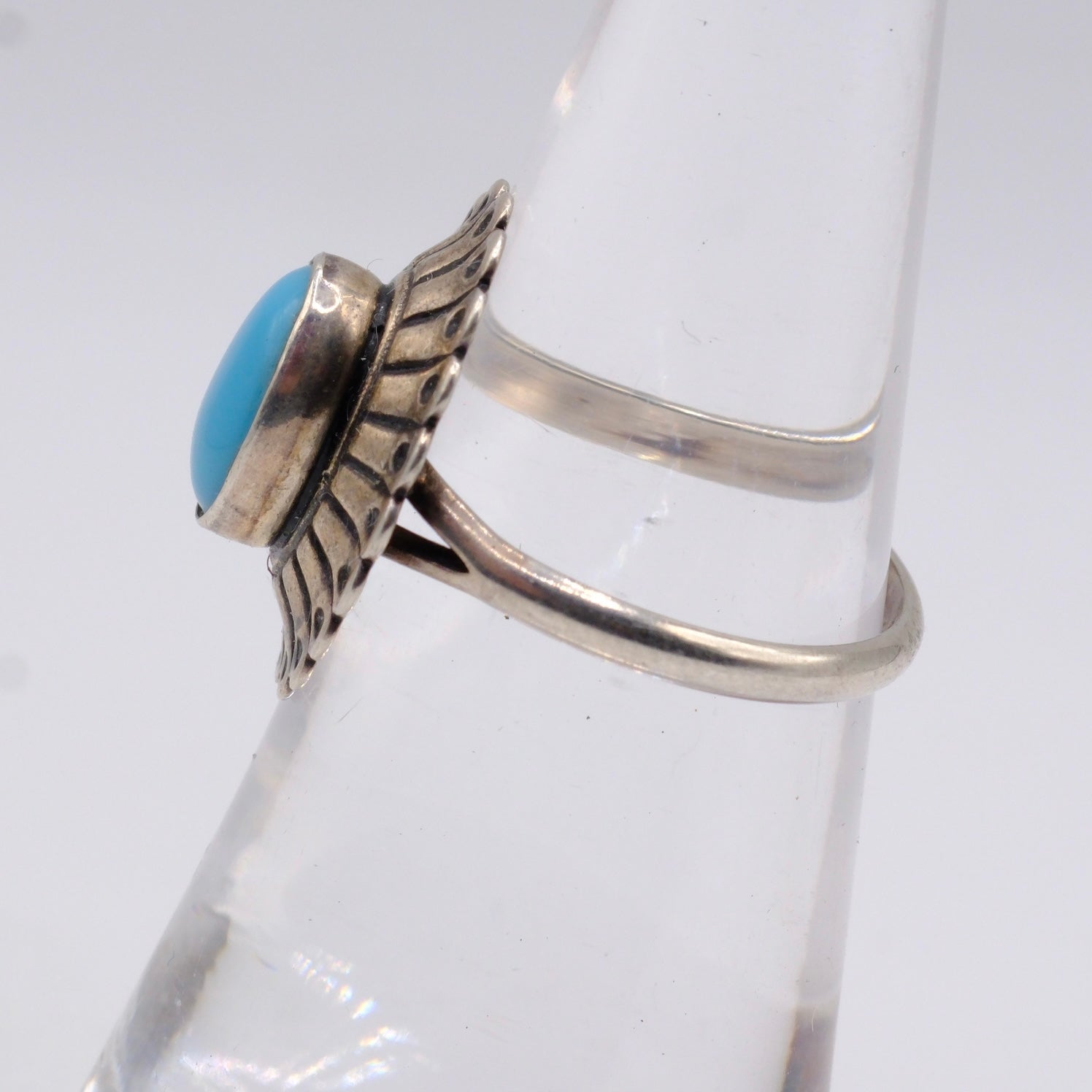 Vintage Sterling Turquoise Concho Ring 5.75