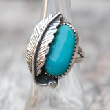 Vintage Sterling Turquoise Feather Ring 5.5