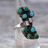 Vintage Sterling Turquoise Cluster Ring 6.75