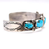 Vintage Sterling 5-Stone Turquoise Cuff Bracelet 6.75"