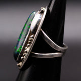 Vintage Sterling Mother Of Pearl and Faux Opal Ring 6.75