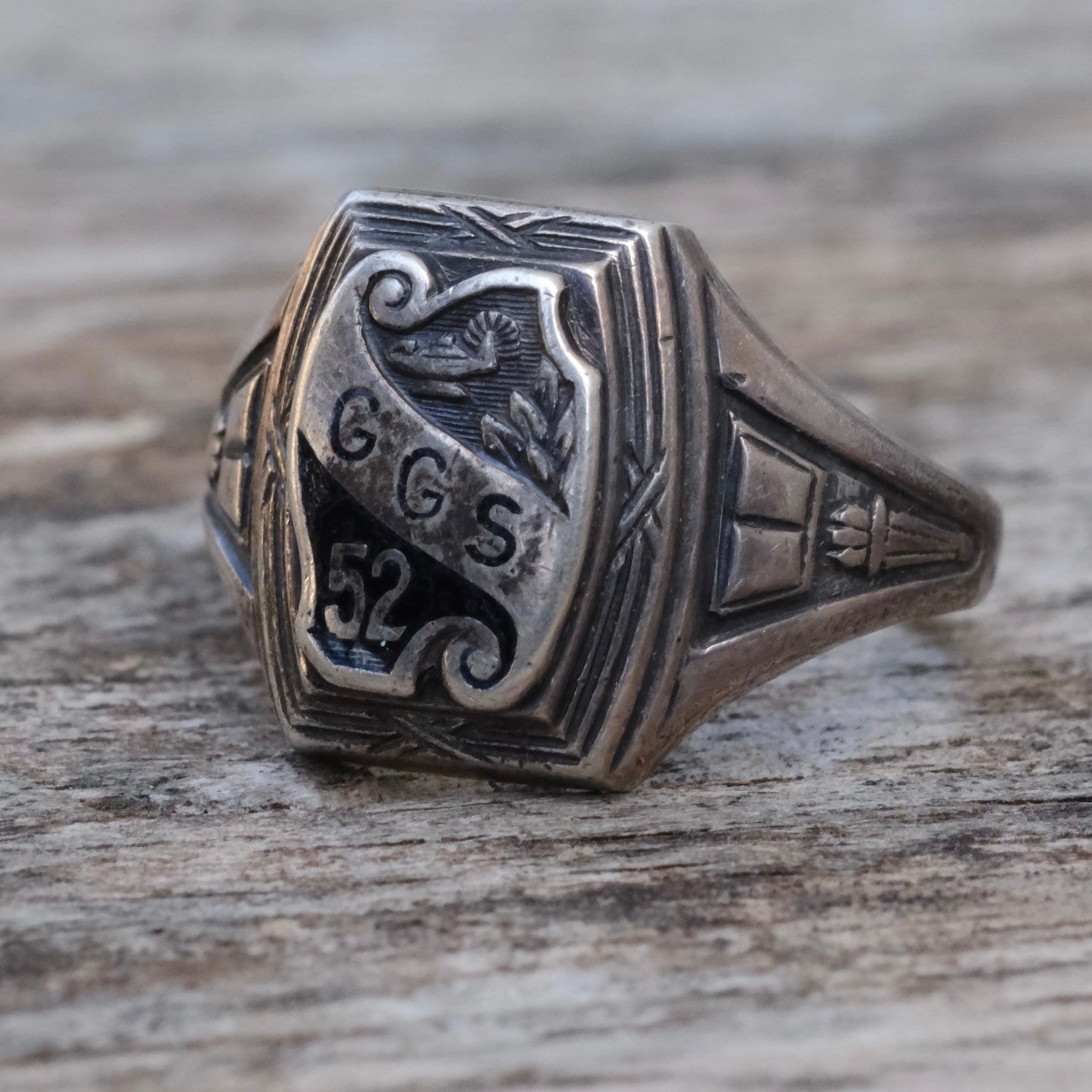 Vintage Sterling Silver GGS 1952 Signet Ring 7.25