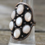 Vintage Sterling Mother Of Pearl Cluster Ring 7.75