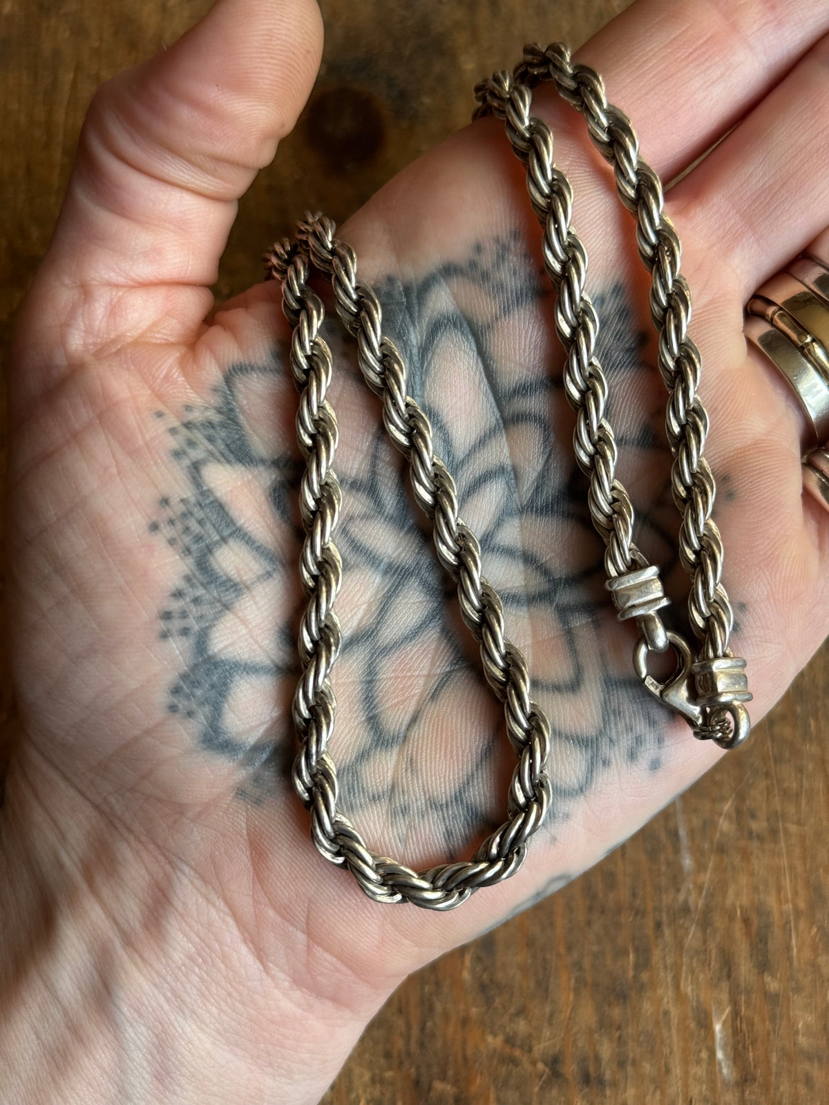 Vintage Sterling Silver 24” Chunky Rope Chain