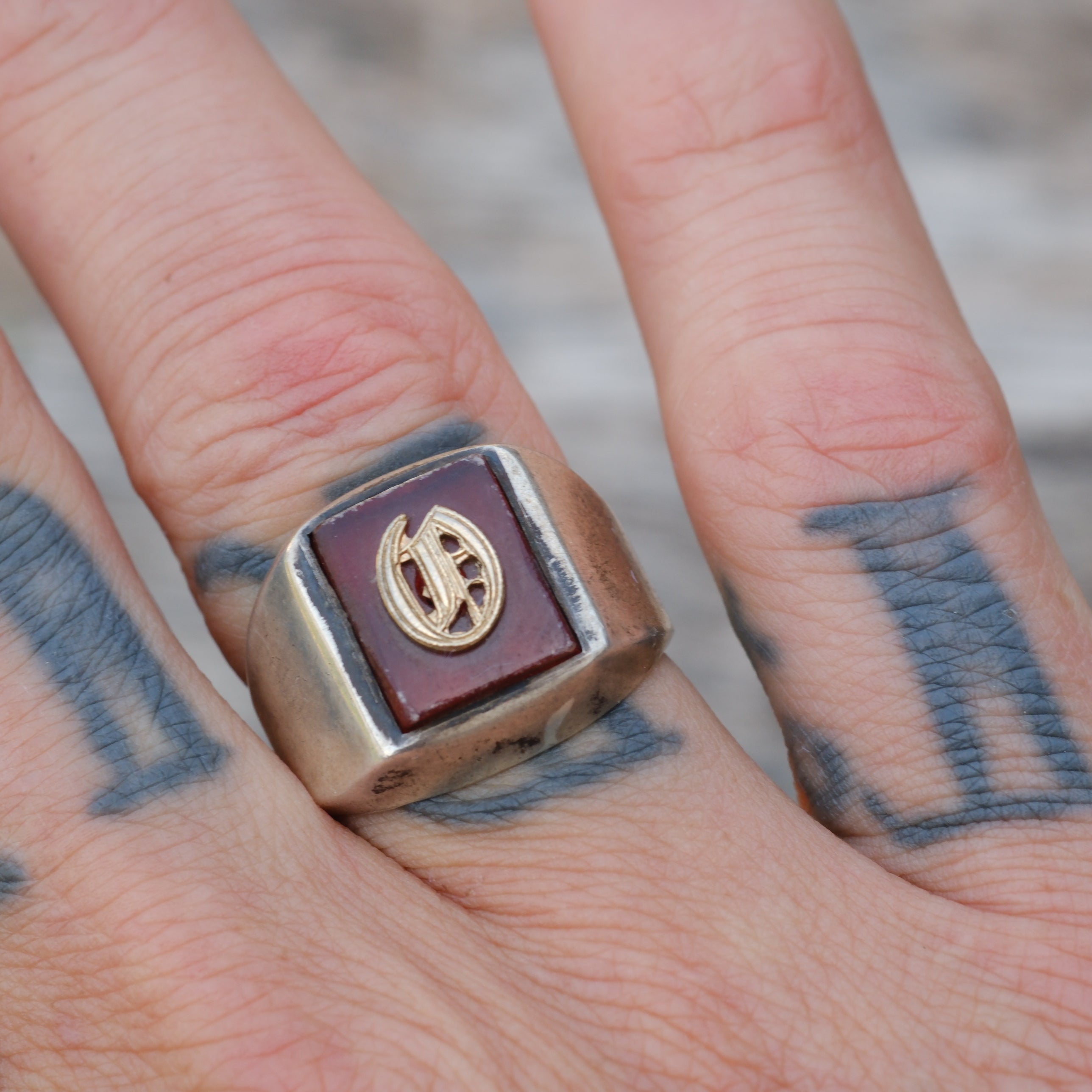 Vintage Sterling O Initial Signet Ring 8