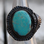 Vintage Sterling Turquoise Feather Ring 7.75