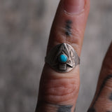 Vintage Sterling Turquoise Arrowhead Cigar Band Ring 2.75