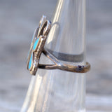Vintage Sterling Turquoise Inlay Butterfly Ring 5.5