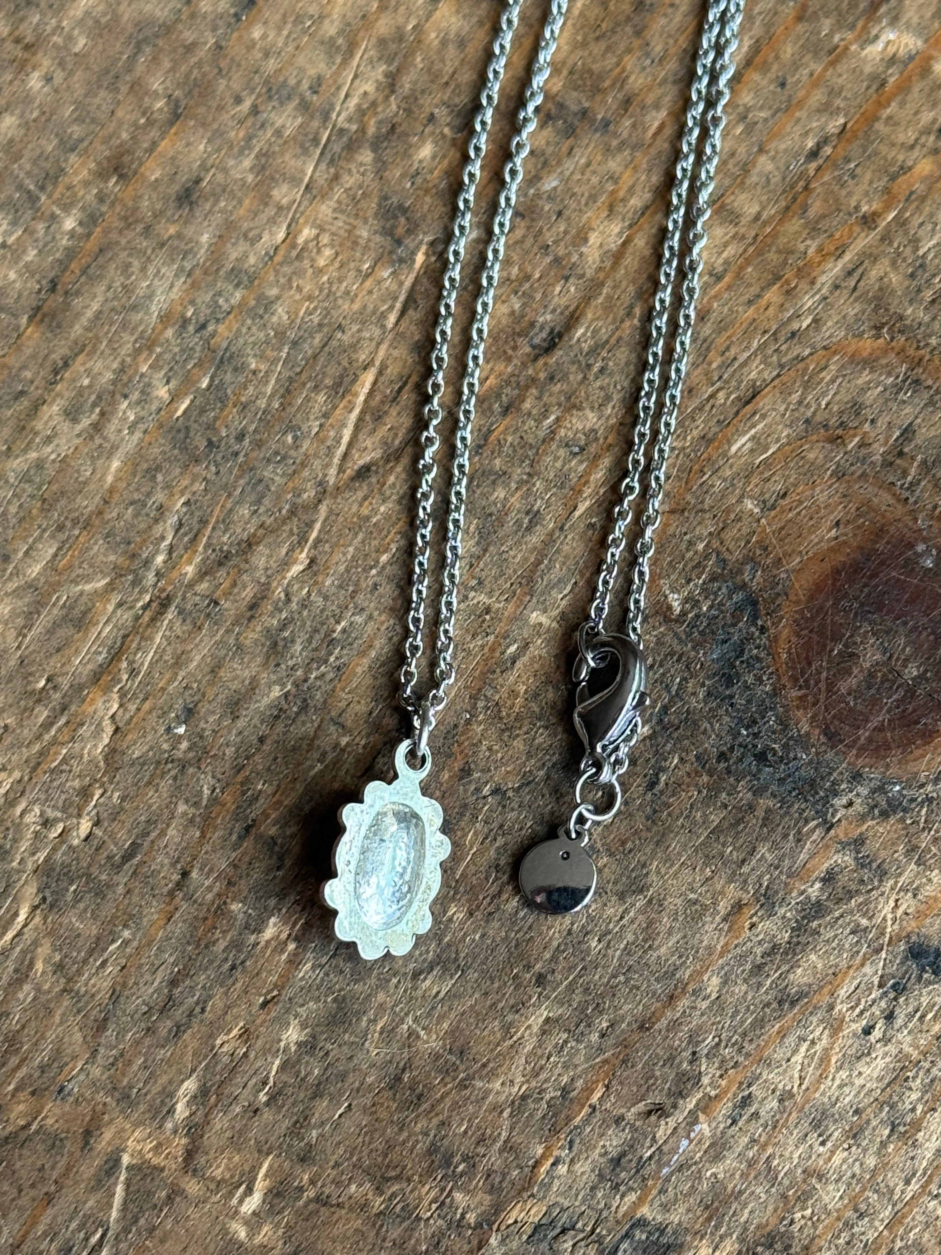 Vintage Sterling Silver Framed Turquoise Necklace