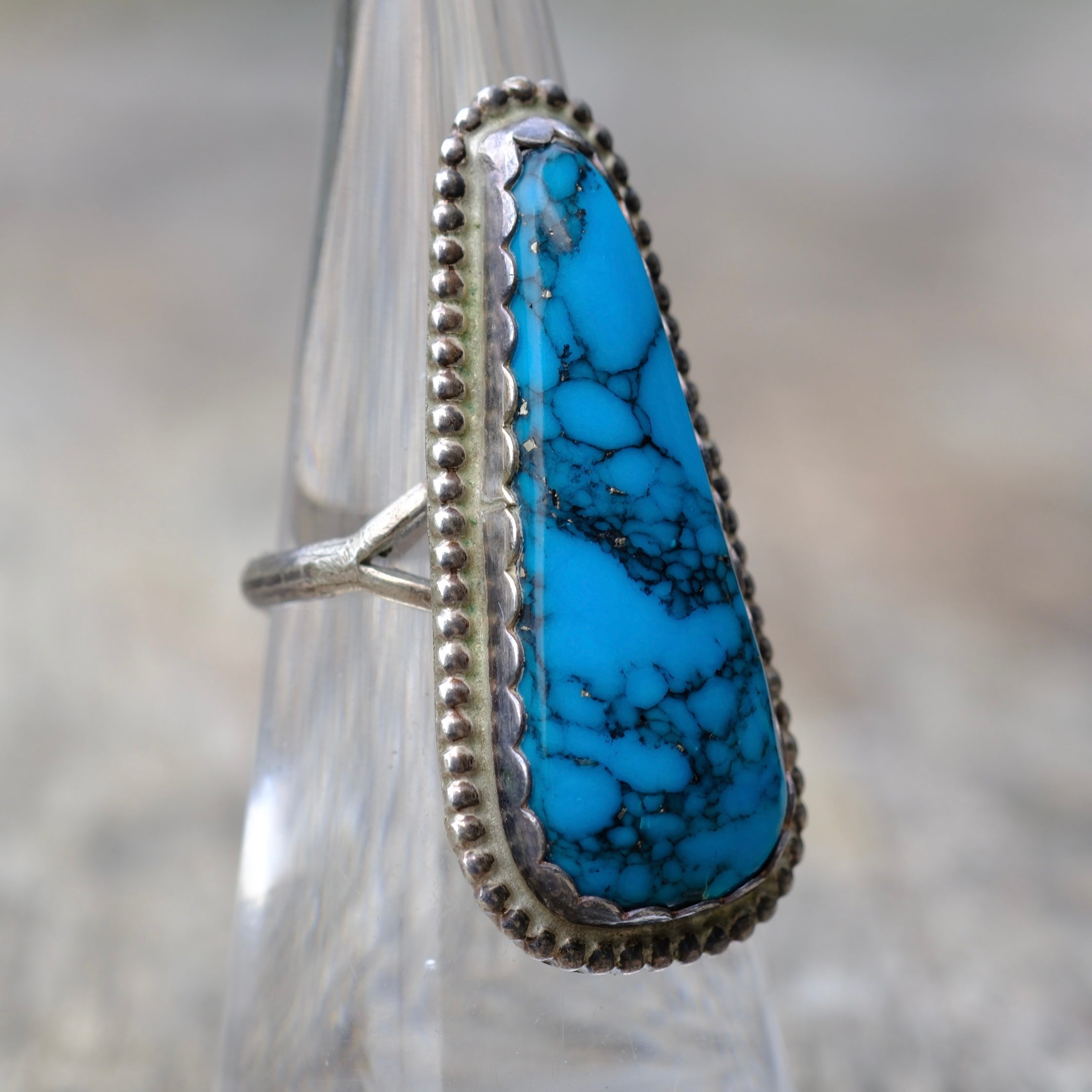 Vintage Sterling Faux Turquoise Ring 5.5