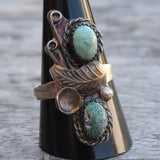 Vintage Sterling Turquoise Feather Ring 9.5