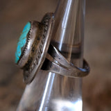 Vintage Sterling Turquoise Roper Ring 5.5