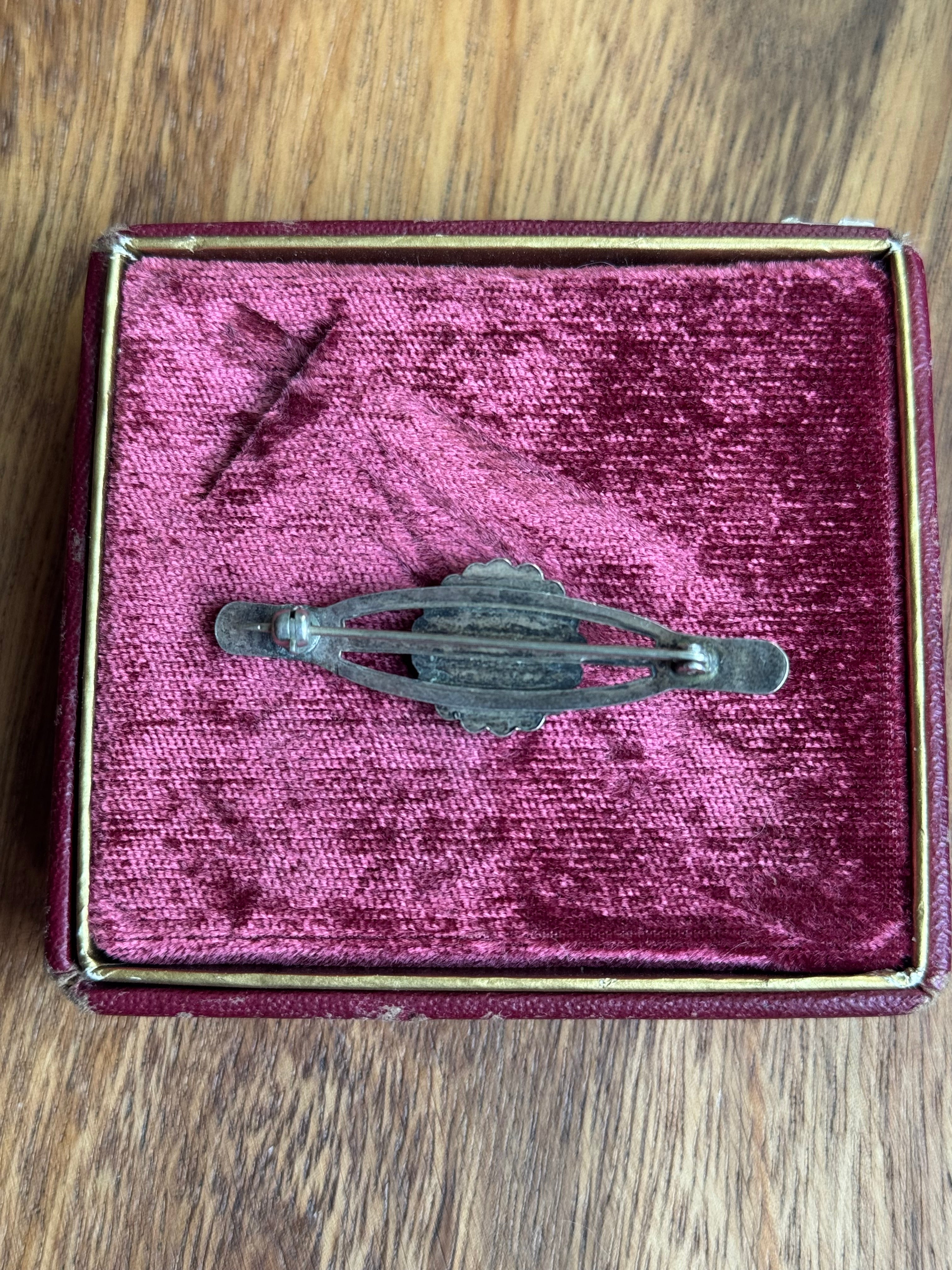 Vintage Sterling Silver Crossed-Arrow Turquoise Stamped Pin