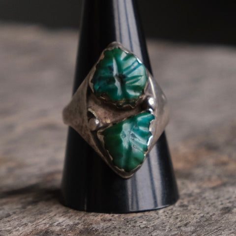 Vintage Sterling Faceted Turquoise Ring 9.75