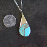 Vintage Sterling Turquoise and Mother Of Pearl Inlay Necklace