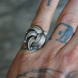 Vintage Sterling Silver Feather Ring 7.25