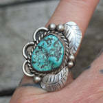 Vintage Sterling Turquoise Feather Ring 5.75