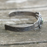 Vintage Sterling Turquoise Stamped Cuff