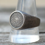 Vintage Sterling Aztec Calendar ring 11.5