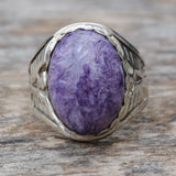Vintage Sterling Charoite Thunderbird Ring 8