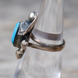 Vintage Sterling Turquoise Feather Ring 5