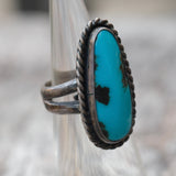 Vintage Sterling Turquoise Roper Ring 4