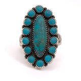 Vintage Sterling Turquoise Cluster Ring 6