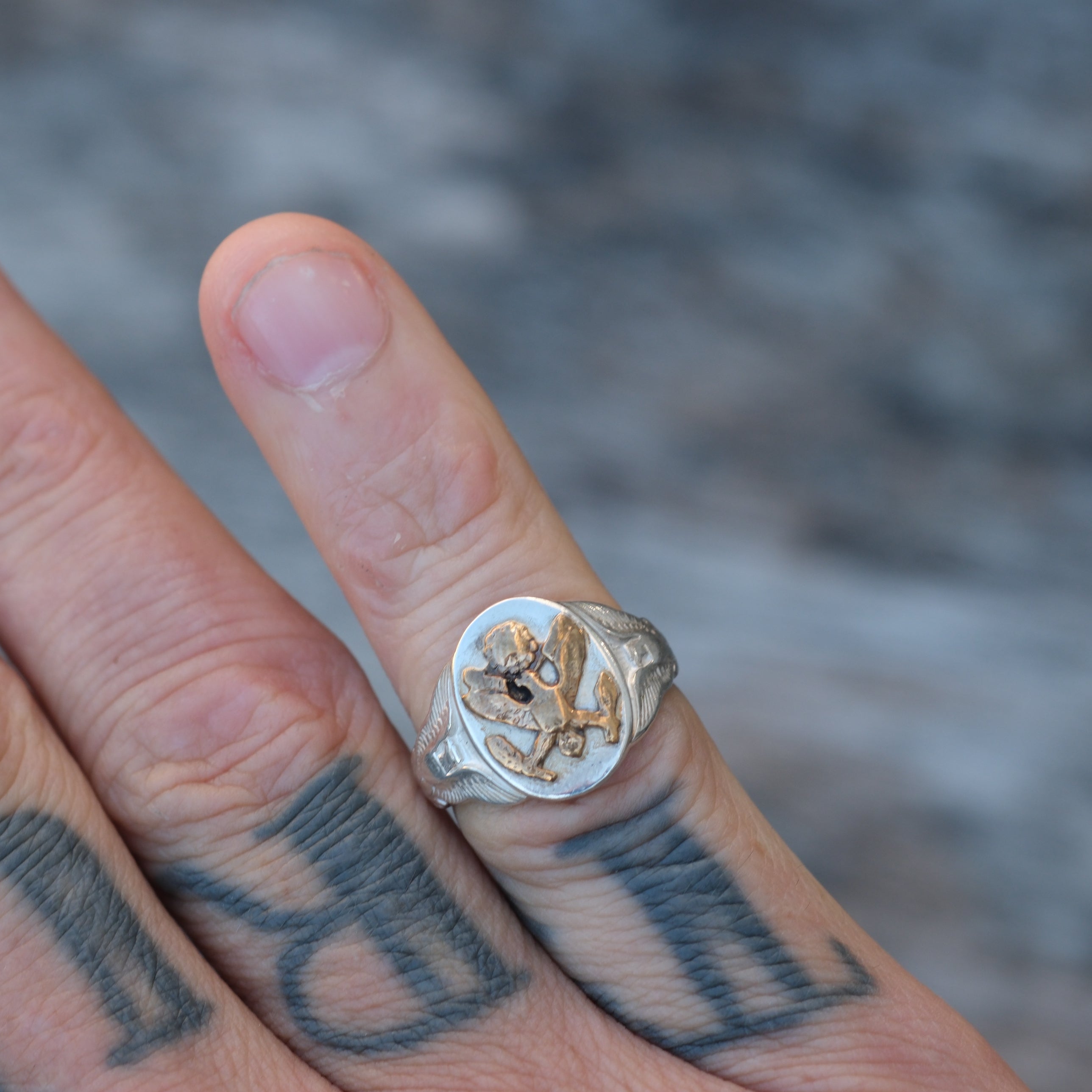 Vintage Sterling Military Signet Ring 5