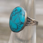 Vintage Sterling Turquoise Stamped Band Ring 6