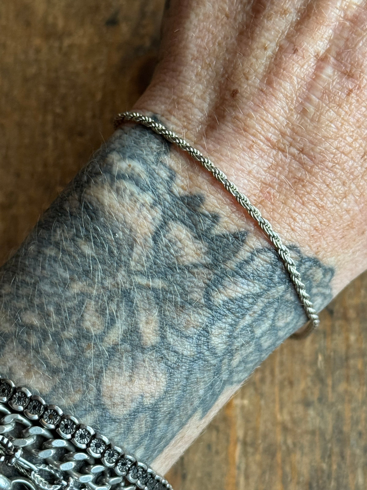 Vintage Sterling Silver Rope Chain Bracelet