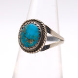 Vintage Sterling Turquoise Roper Ring 4.25