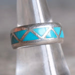 Vintage Sterling Turquoise Inlay Band 7.75