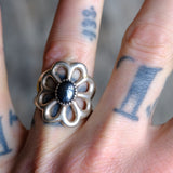 Vintage Sterling Hematite Sandcast Ring 9