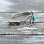 Vintage Sterling Turquoise Stamped Arrows Cuff