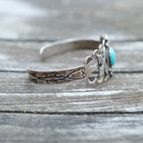 Vintage Sterling Turquoise Stamped Arrows Cuff