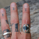 Vintage Sterling Zuni Inlay Ring 9.75