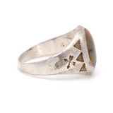 Vintage Sterling Petrified Wood Crossed Arrows Ring 11.25