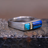 Vintage Sterling Multi Stone Inlay Band 4.5