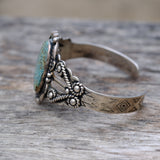 Vintage Sterling Turquoise Stamped Cuff Bracelet