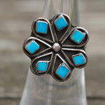 Vintage Sterling Turquoise Cluster Ring 5