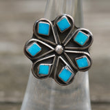 Vintage Sterling Turquoise Cluster Ring 5