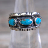 Vintage Sterling 3-Stone Turquoise Ring 5.75