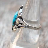 Vintage Sterling Turquoise Feather Ring 7.5