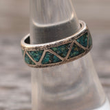 Vintage Sterling Crushed Turquoise Inlay Band 7