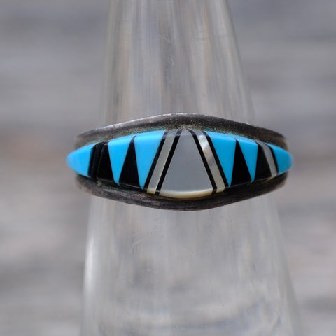 Vintage Sterling Zuni Inlay Band 6